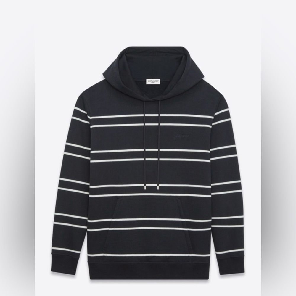 SOLD Yves Saint Laurent Black and White Striped Hoodie